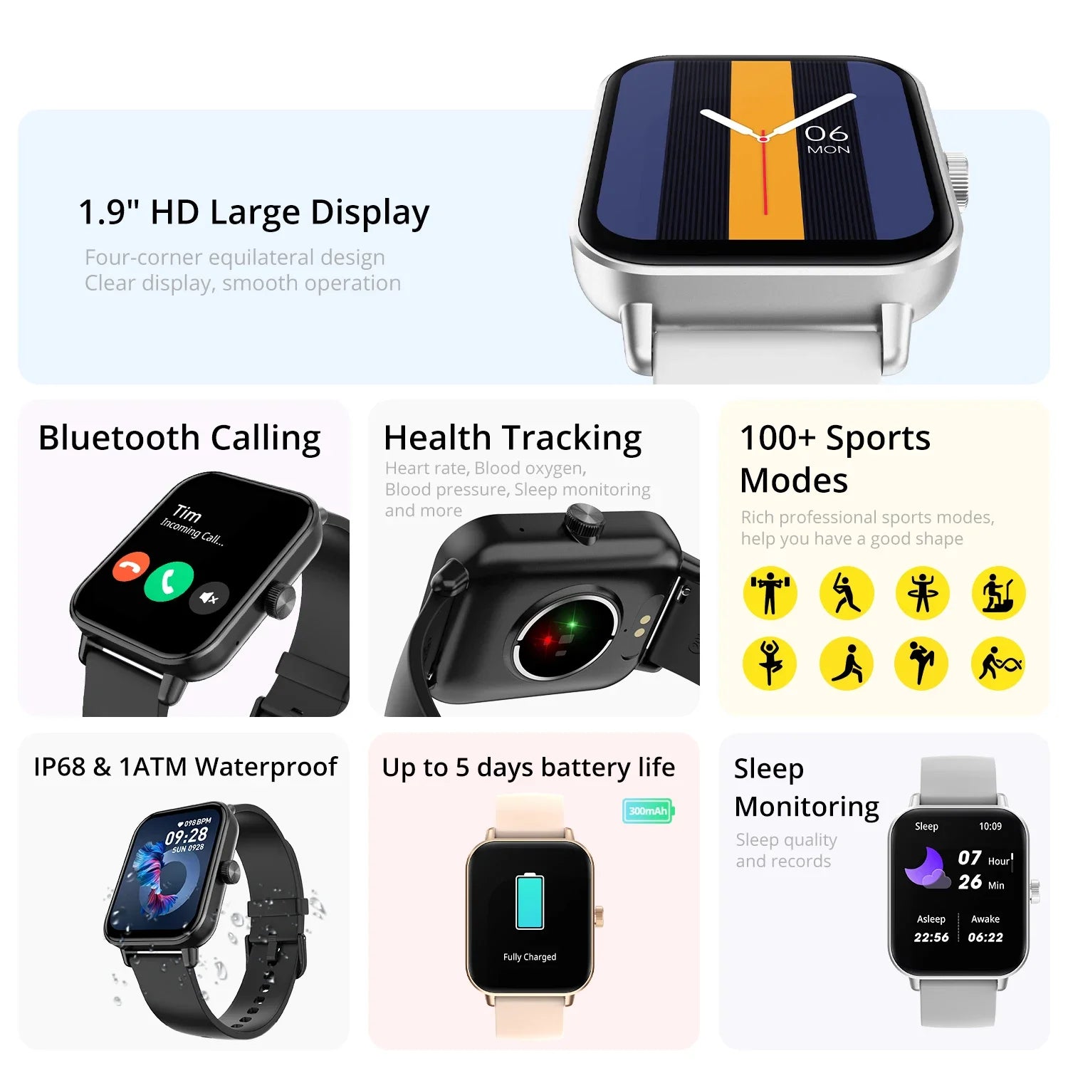Montre connectée COLMI P81 grand écran 1.9 pouces – vue 2
