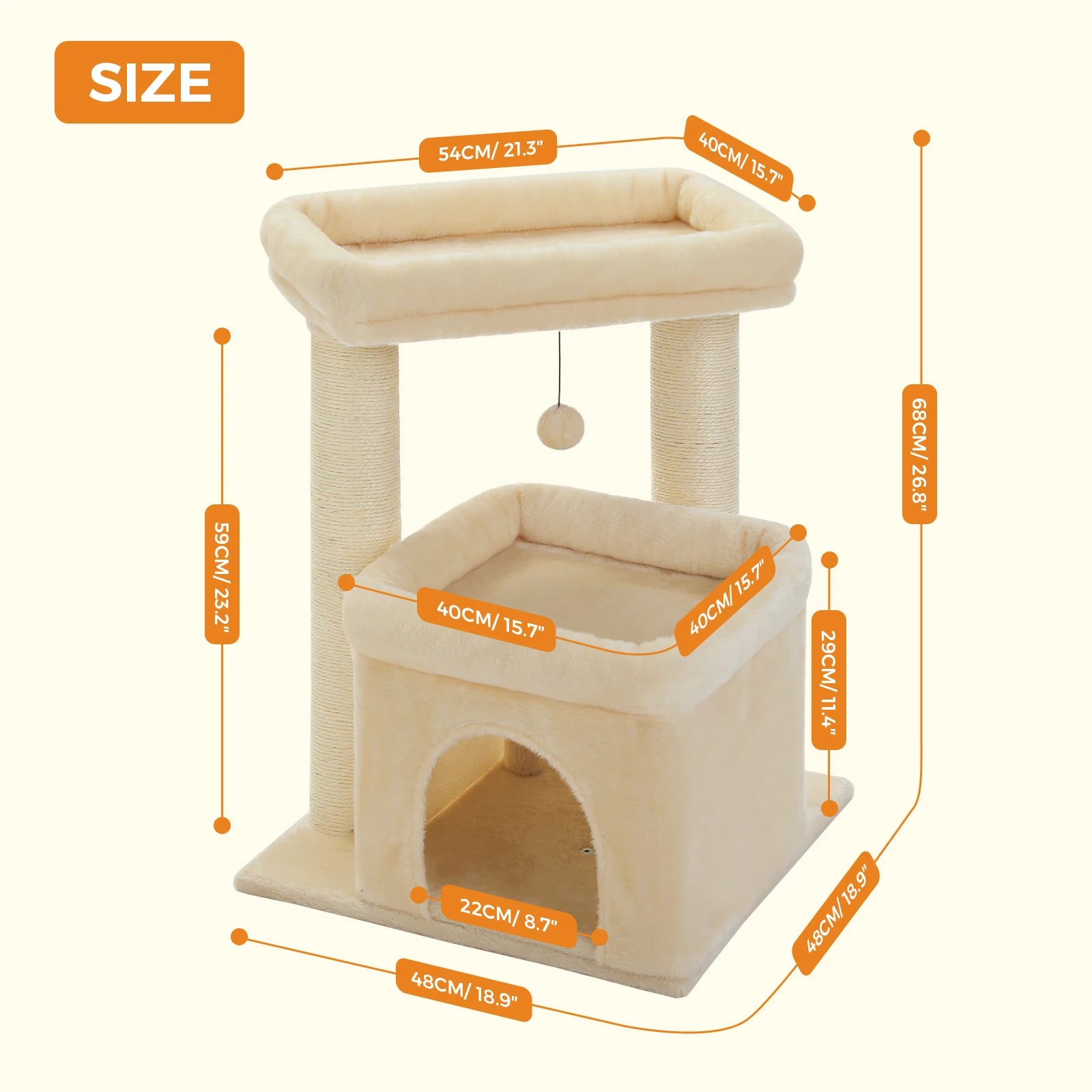 Cat Tree Tower for Indoor Cats with Private Cozy Cat Condo Double Large Perch with Scratching Posts for Kitten
