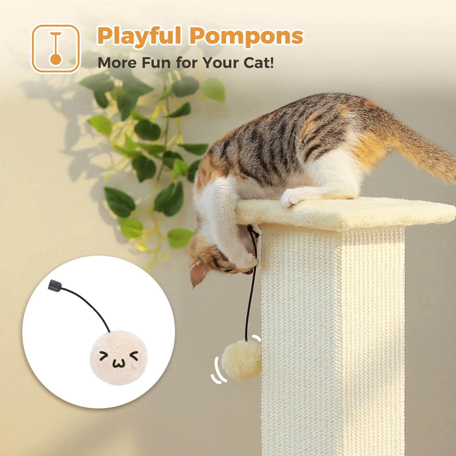 Large Cat Scratching Post with Woven Sisal Heavy Duty Base and Removable Dangling Ball Tall Cat Scratcher for Indoor Cats Adults Ultimate Scratch Post Cat Toys