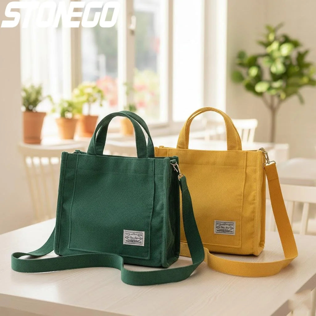 Sac bandoulière en velours côtelé pour femme