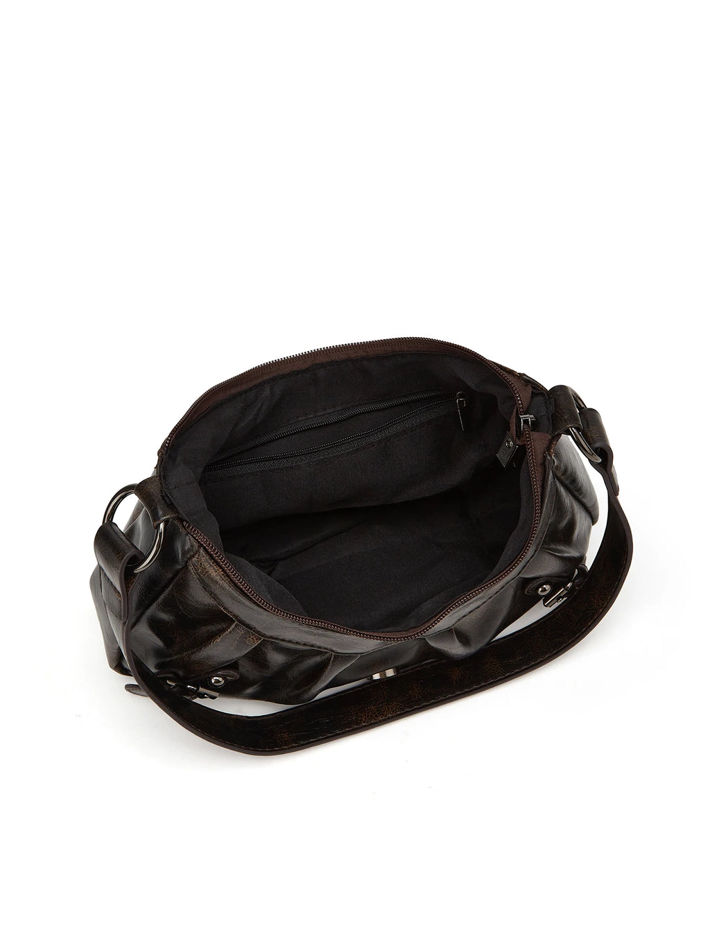 Sac porté épaule en cuir plissé style Y2K femme – vue 4