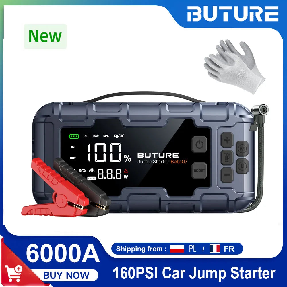 Démarreur de batterie BUTURE 6000A avec gonfleur 160 PSI