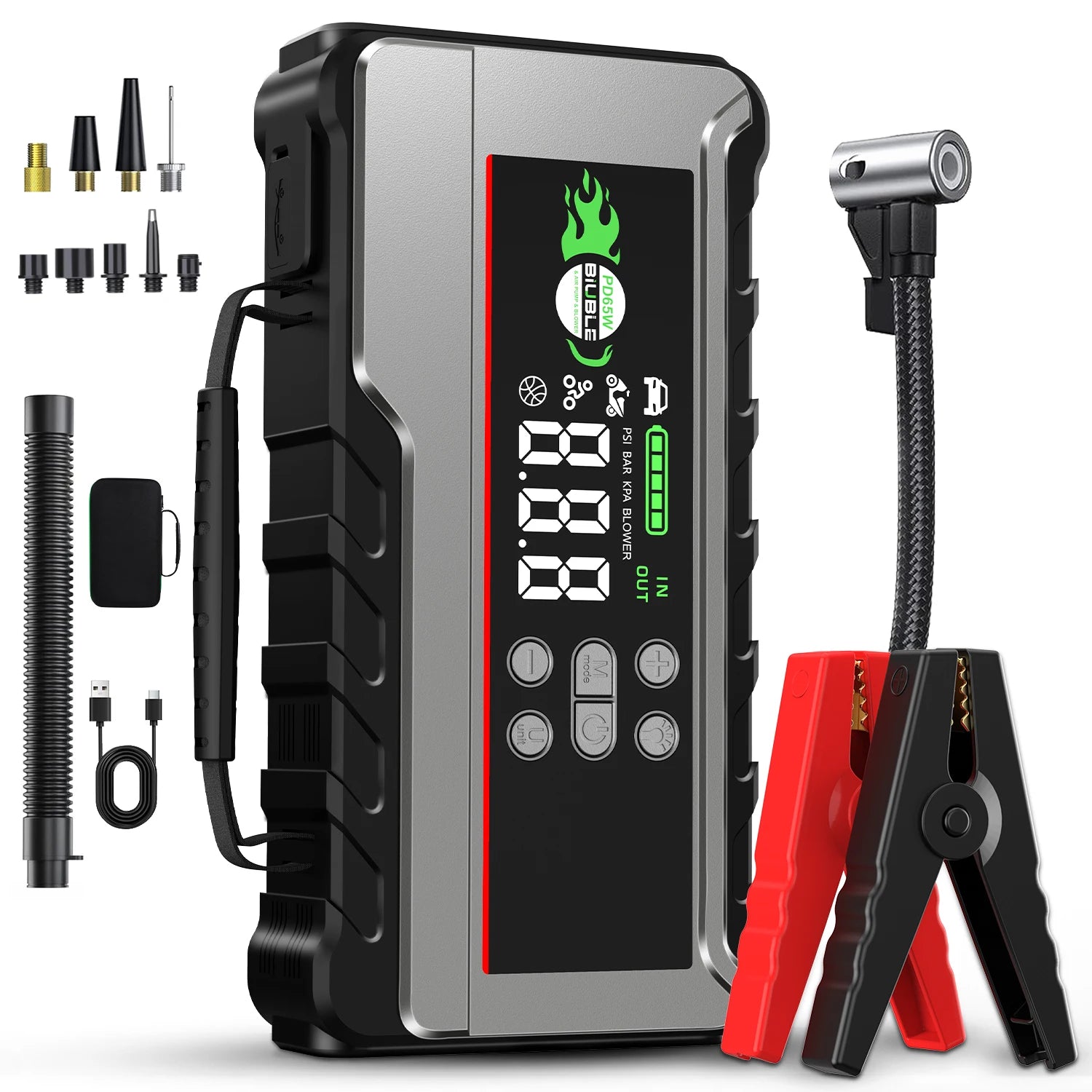Démarreur de Batterie 3-en-1 + Gonfleur 150PSI (26800mAh)