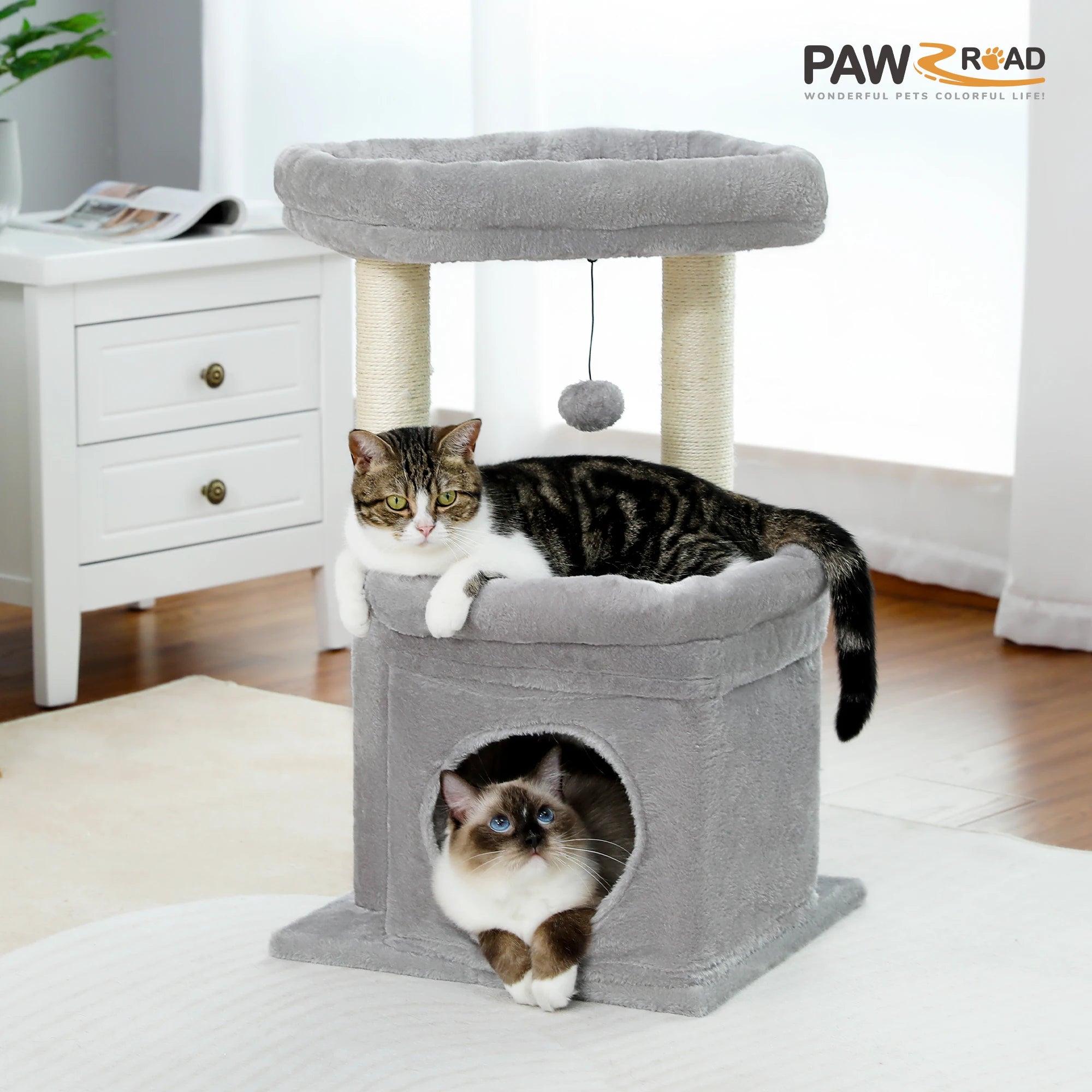Cat Tree Tower for Indoor Cats with Private Cozy Cat Condo Double Large Perch with Scratching Posts for Kitten