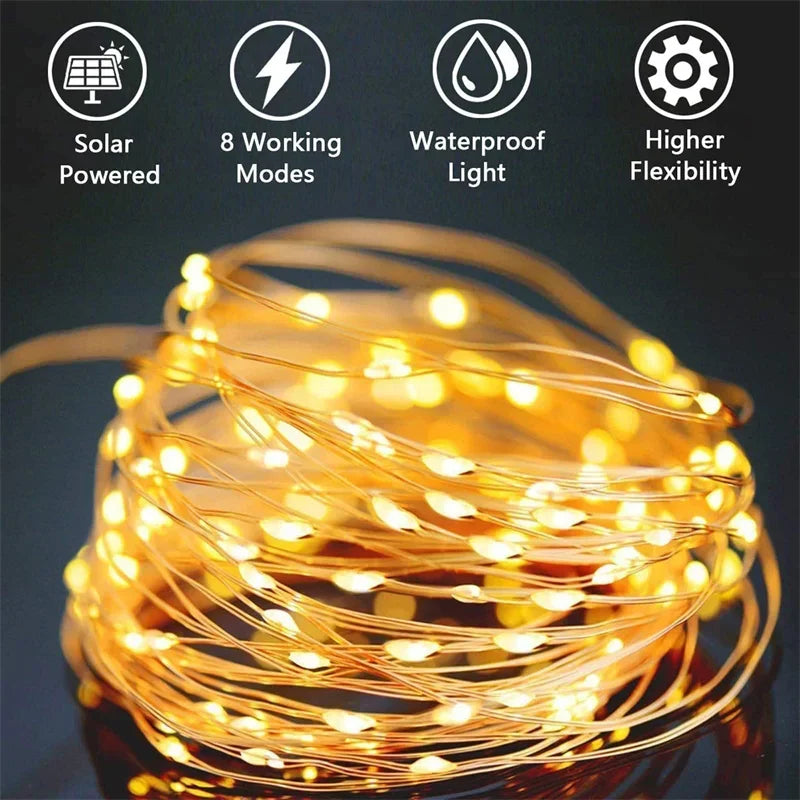 Guirlande solaire LED 32 mètres pour jardin – vue 2