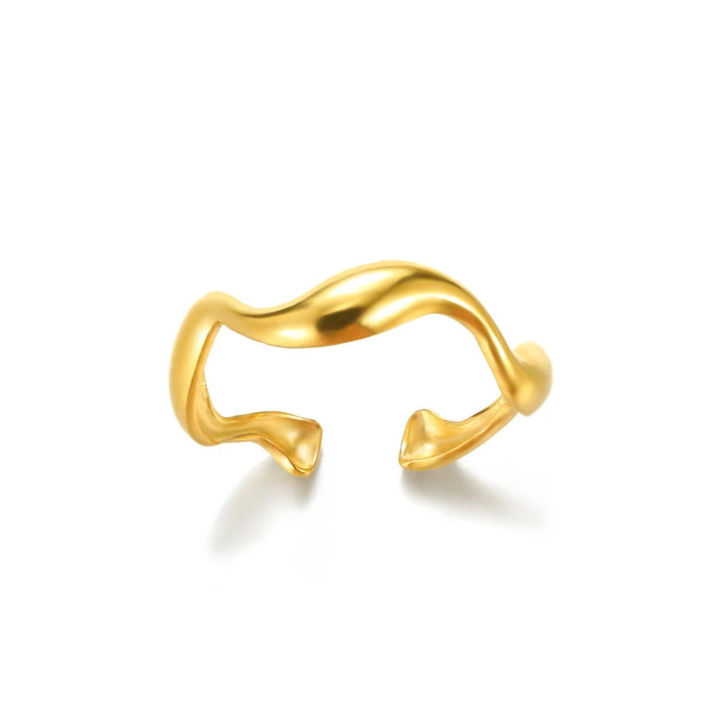 VELUROArt Bague Femme Acier Doré Classique