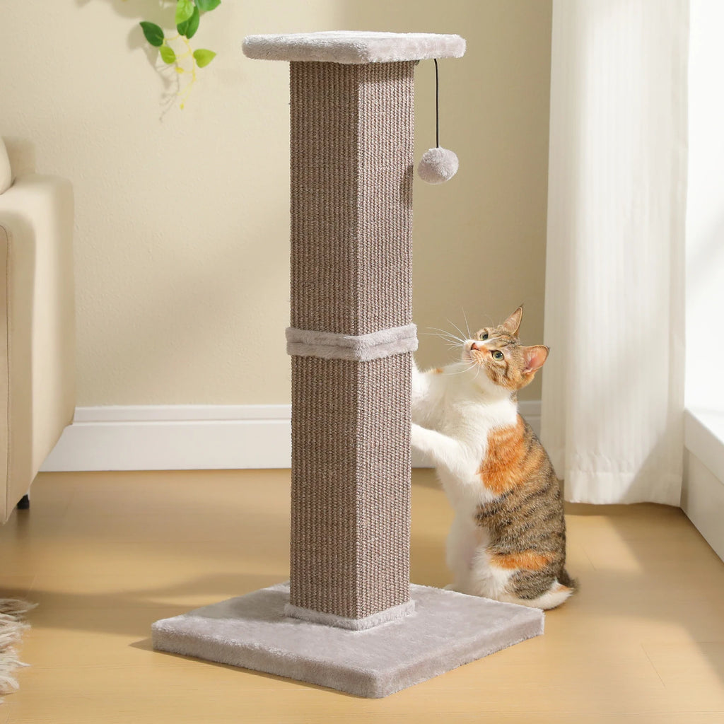 Large Cat Scratching Post with Woven Sisal Heavy Duty Base and Removable Dangling Ball Tall Cat Scratcher for Indoor Cats Adults Ultimate Scratch Post Cat Toys