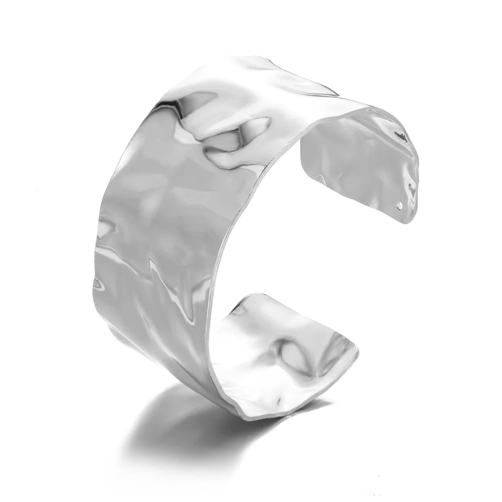 VELUROArt Bracelet Jonc Femme Acier Doré Texturé