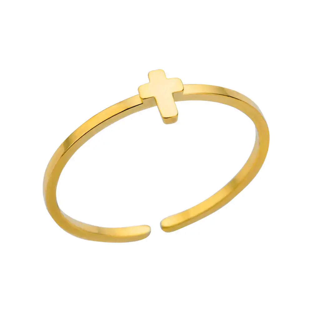 VELUROArt Bague Femme Acier Doré Classique