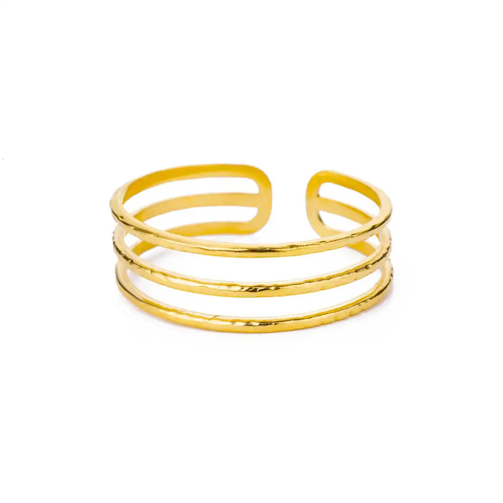 VELUROArt Bracelet Jonc Femme Acier Doré Texturé
