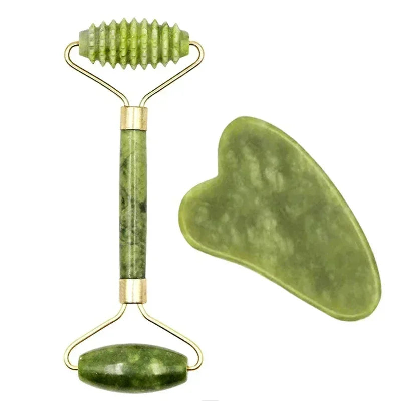 Rouleau de Jade Naturel Gua Sha - Massage Liftant Visage