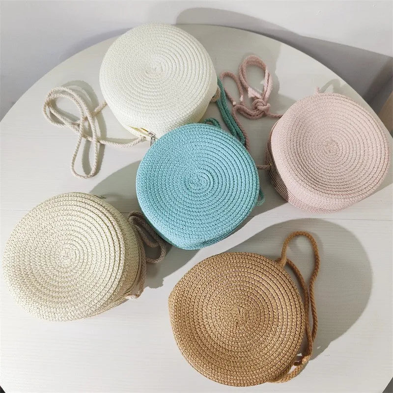 Sac bandoulière rond en paille pour femme – vue 2