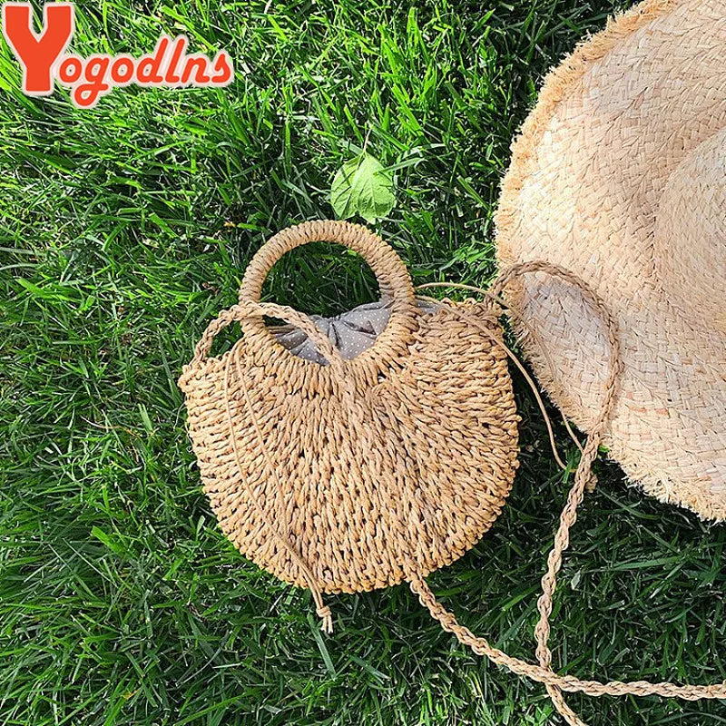 Sac bandoulière demi-lune en paille pour femme – vue 4
