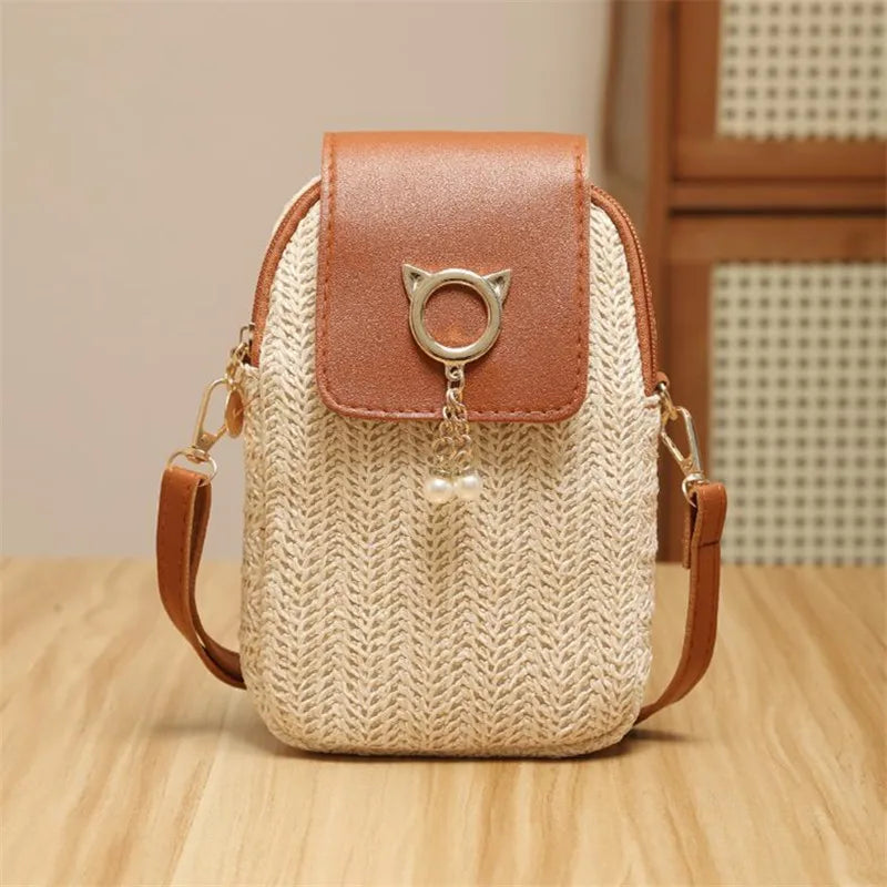 Sac en paille tressé bandoulière pour femme – vue 10