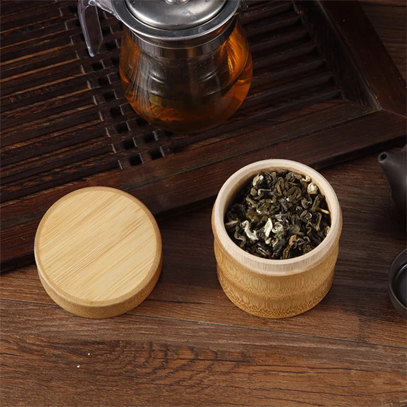Boîte de Rangement en Bambou Naturel - Thé & Épices