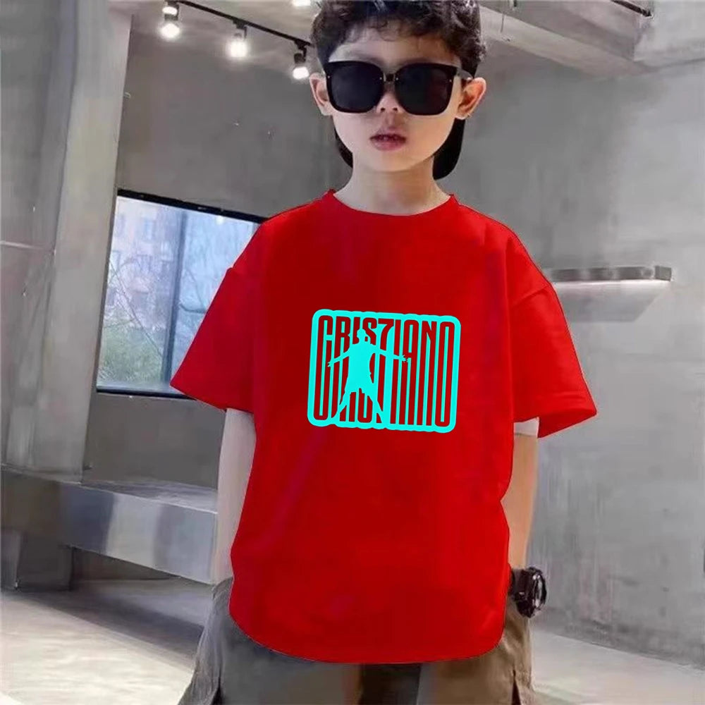Children Summe cool Clothing Football Player No. 7 Short-sleeved T-shirt+Shorts black Boys Girls 3-12Yrs Toddler Sports Set