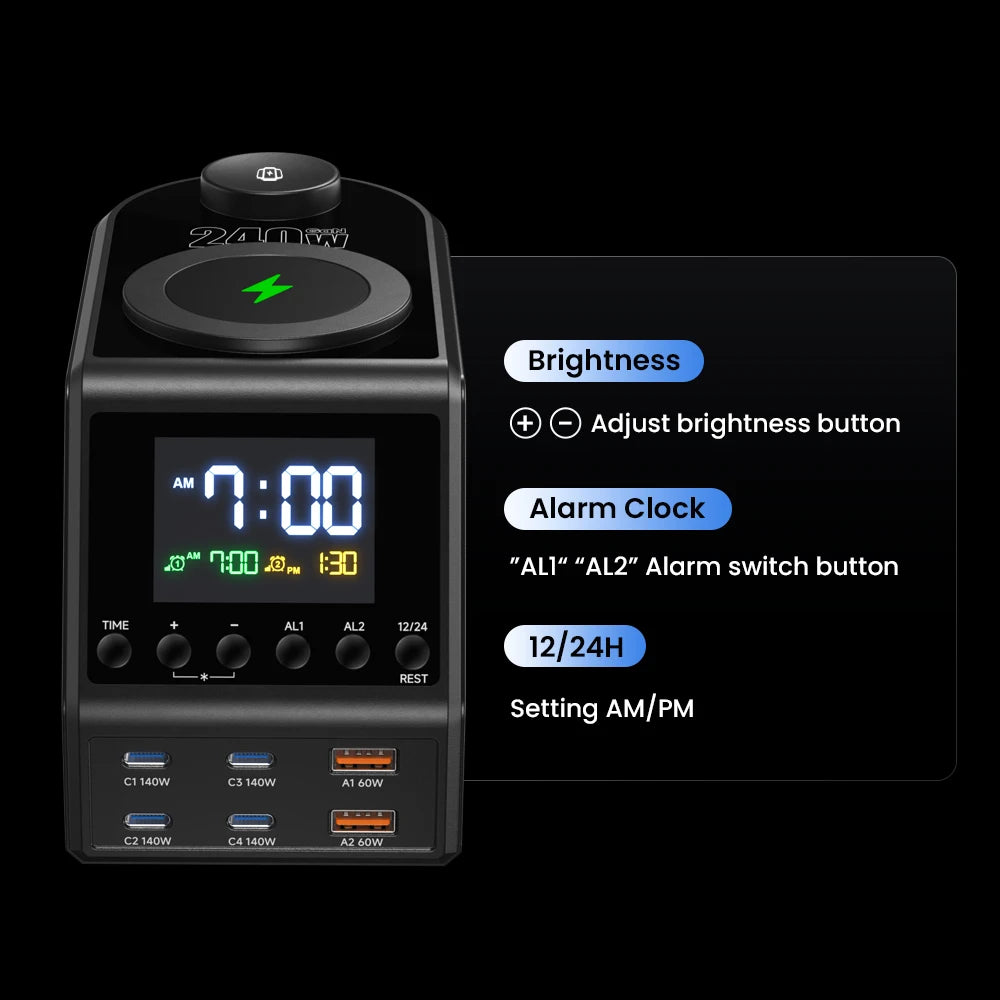 Station de charge GaN 240W USB-C multi-ports – vue 6