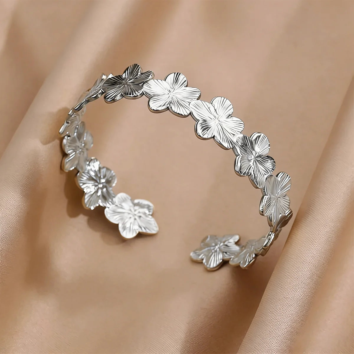 VELUROArt Bracelet Jonc Large Femme Acier Inoxydable Doré