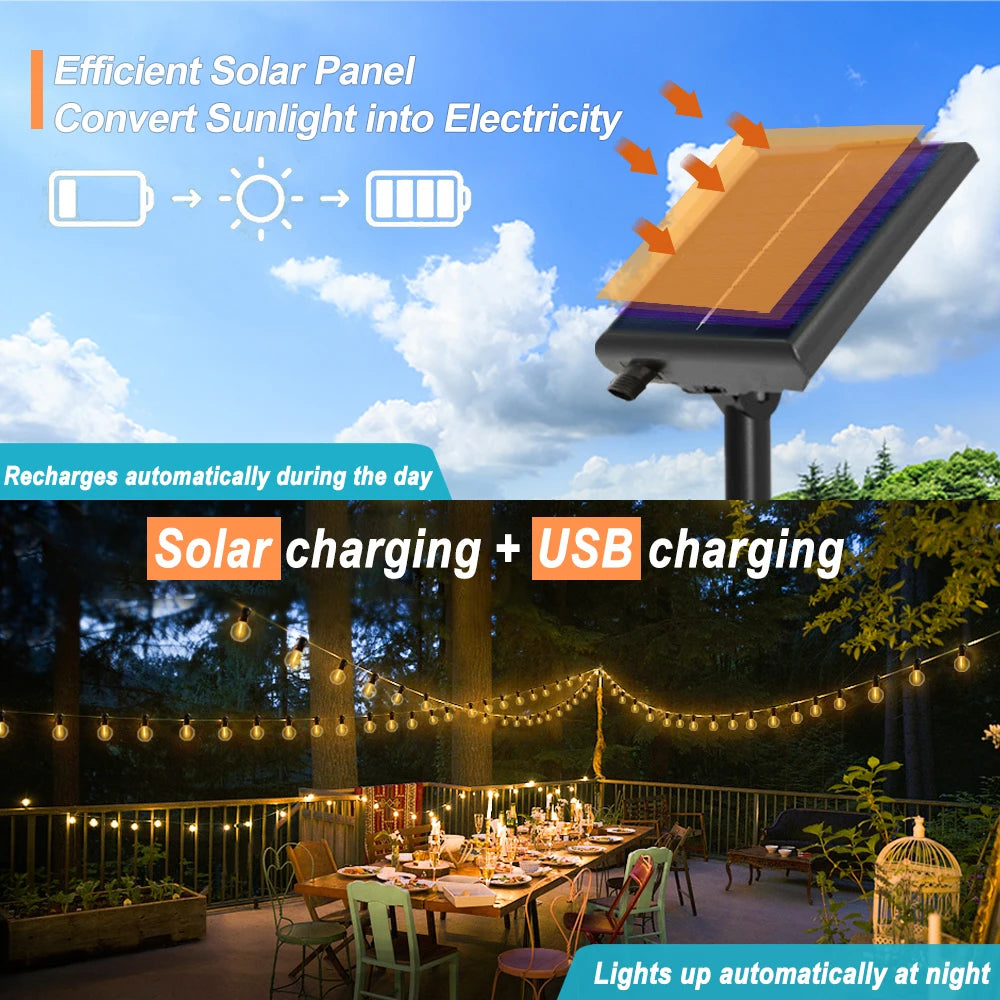 Guirlande guinguette solaire G40 LED – vue 3