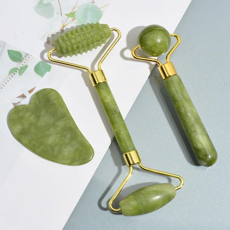 Rouleau de Jade Naturel Gua Sha - Massage Liftant Visage