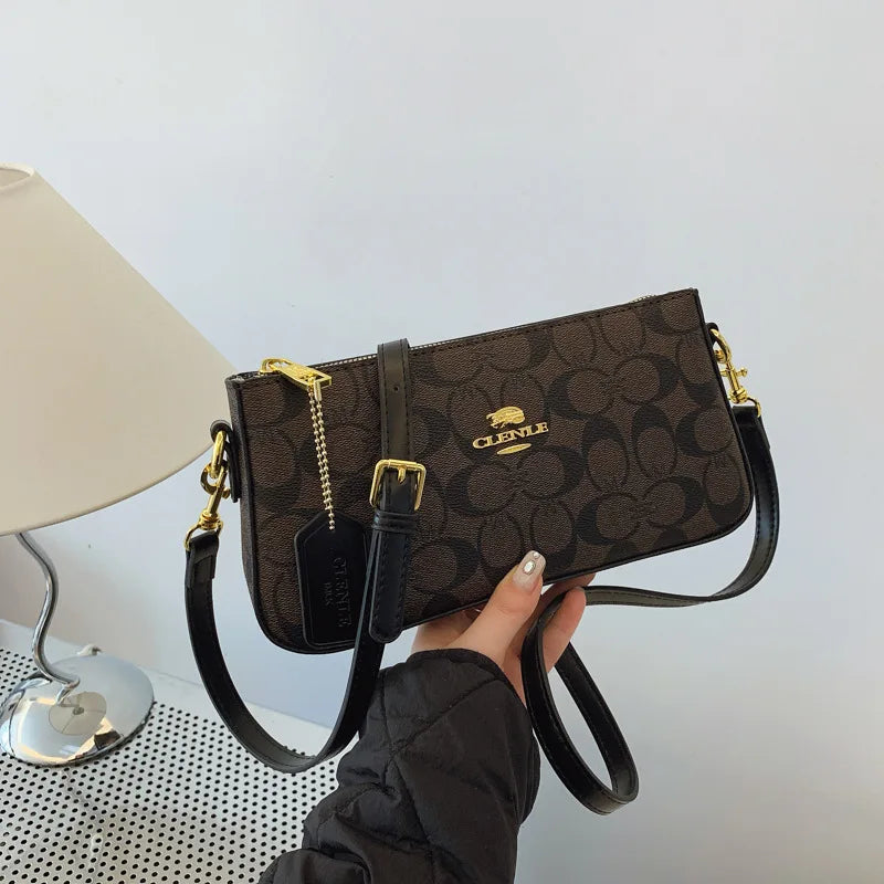 High-end Style Handbag with Chain Strap for Women, Vintage Print, Elegant Crossbody Bag, Shoulder Bag, Slant Bag, New