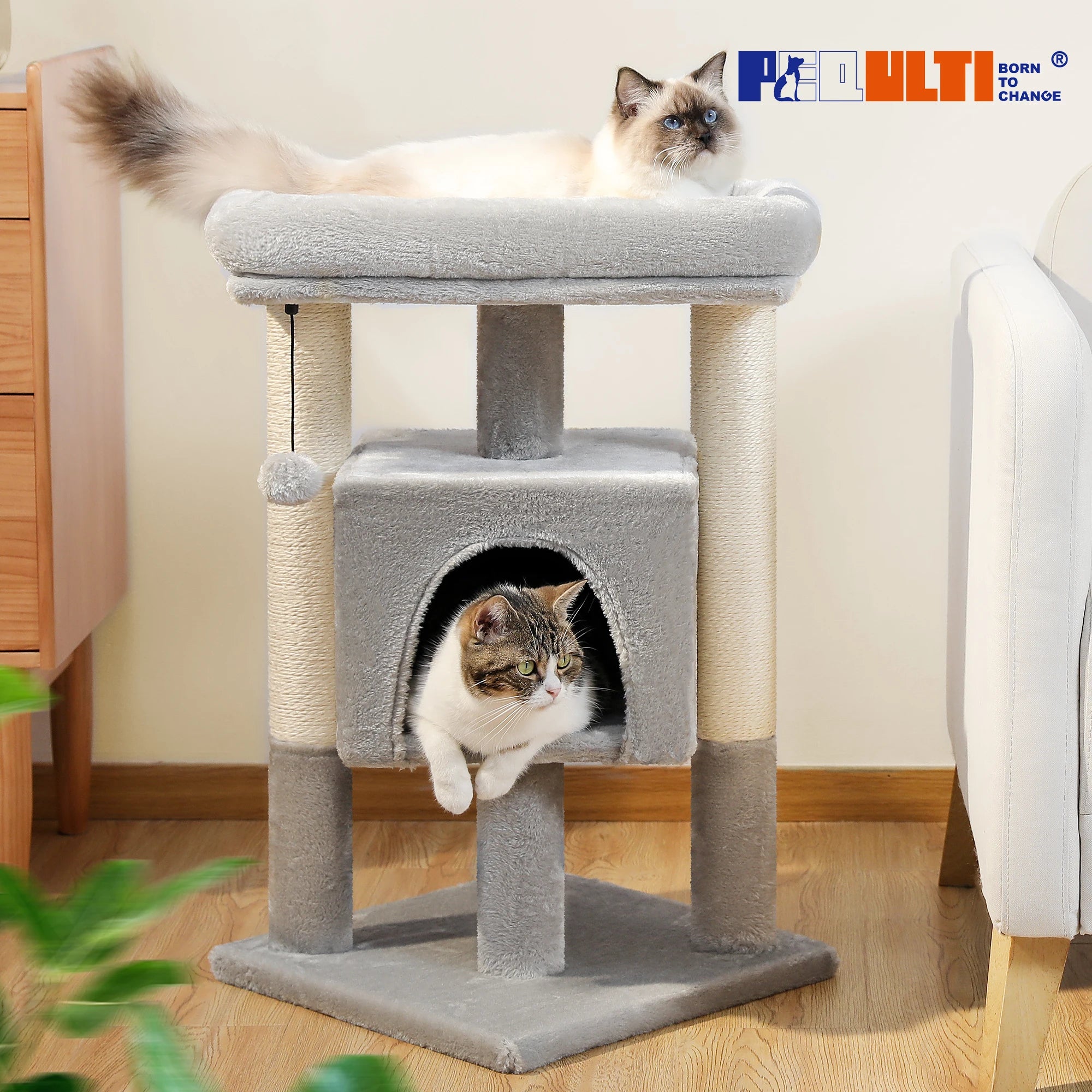 Cat Tree Tower for Indoor Cats with Private Cozy Cat Condo Double Large Perch with Scratching Posts for Kitten