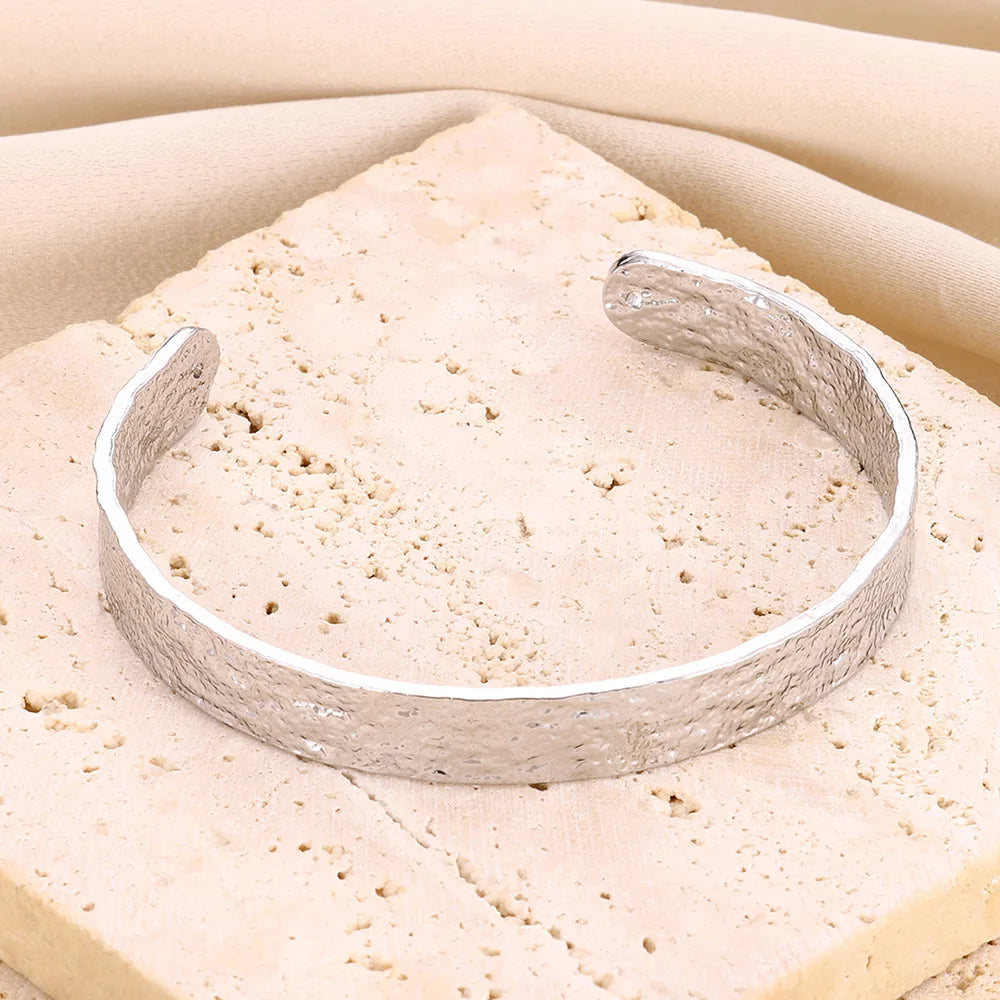 VELUROArt Bracelet Jonc Large Femme Acier Inoxydable Doré