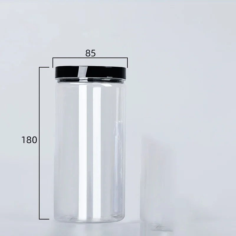 Bocaux à Épices PET Transparents Couvercle Noir