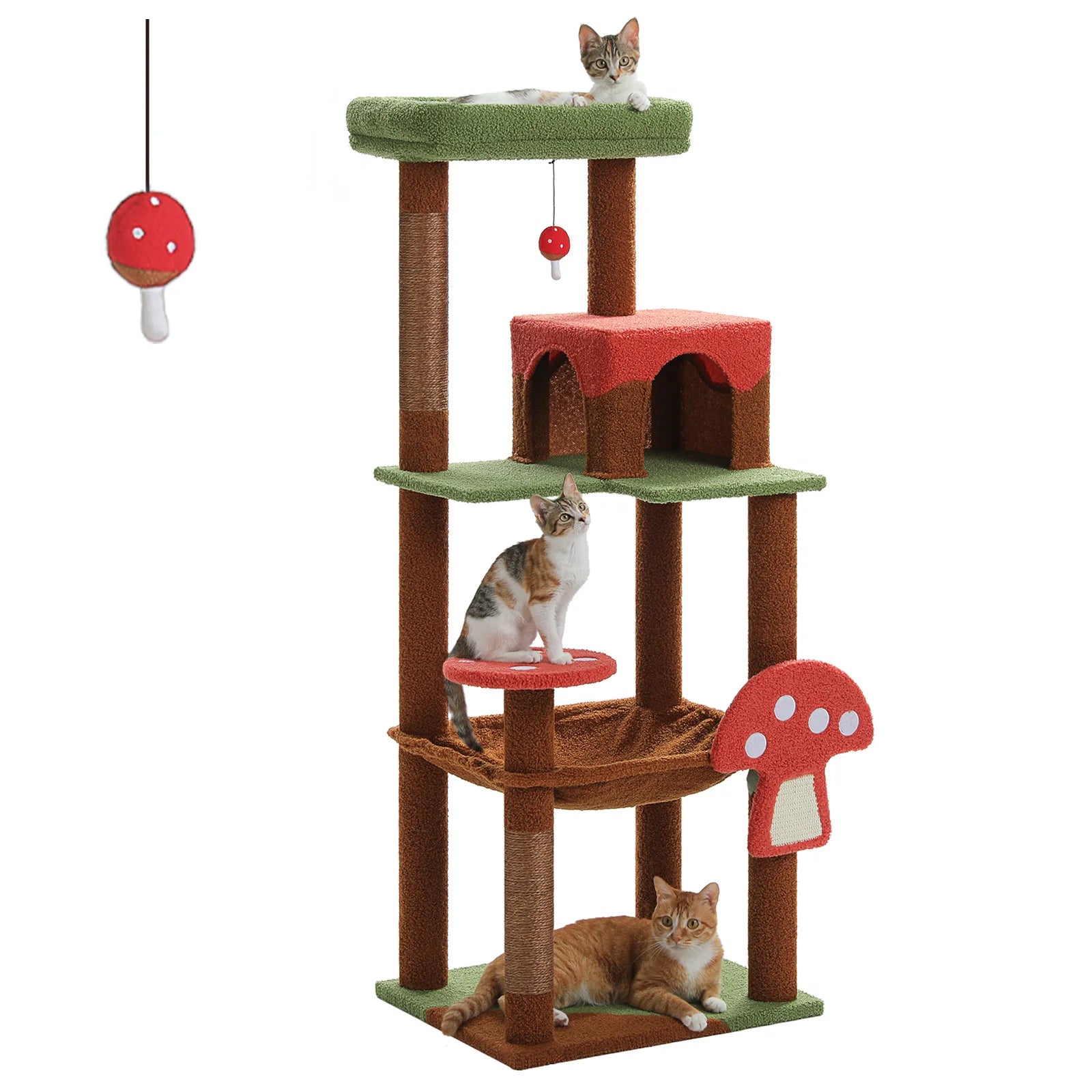 Multi-Level Cat Tree for Indoor Cats Large Cat Tower with Big Hammock Sisal Scratching Posts Cozy Condo Plush Cat House Cat Toys