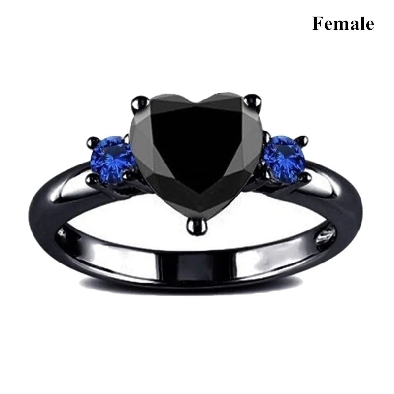 VELUROArt Set Bagues Couple Acier Inoxydable Zirconia
