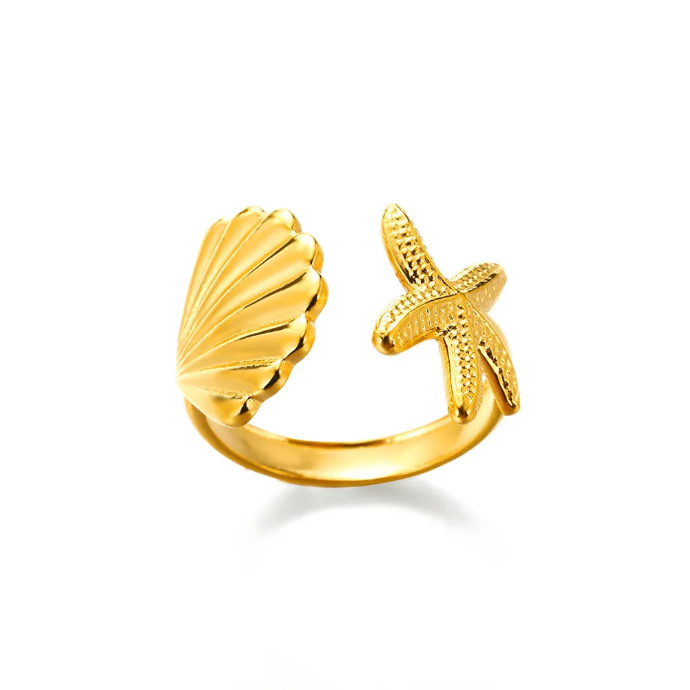 VELUROArt Bague Femme Acier Doré Classique