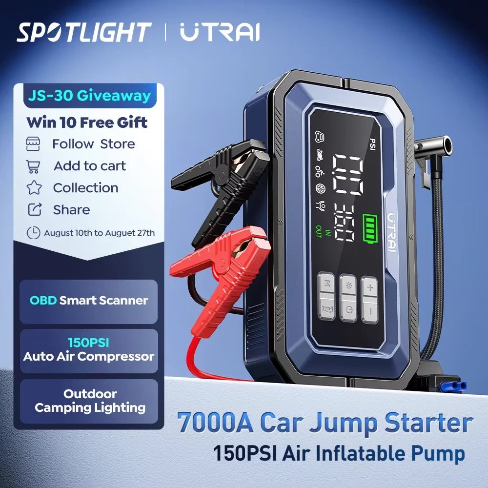 Démarreur UTRAI 7000A avec gonfleur et diagnostic OBD
