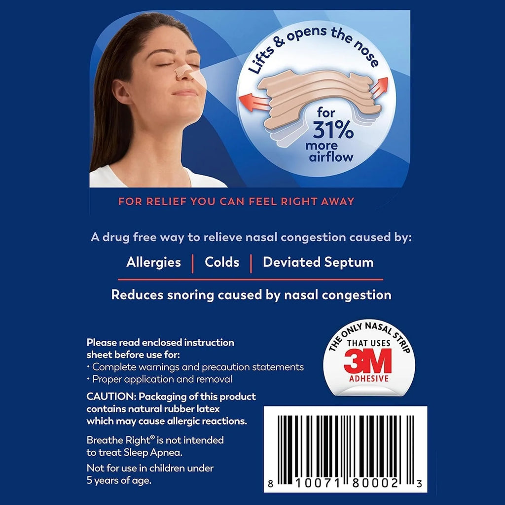 Nasal Strips Extra Strength Tan Nasal Strips,Stop Snoring,Drug-Free Snoring Solution & Instant Nasal Congestion