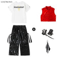 Boys Hip Hop Fashion Shiny Vest T-shirt Street Dance Cargo Pants Girls K-pop Clothes Sets Kids Jazz Costumes Children Streetwear