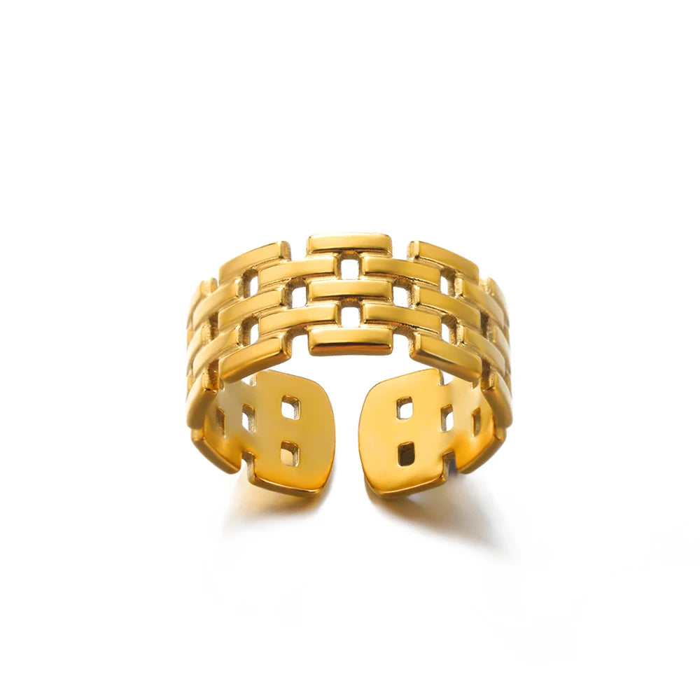 VELUROArt Bague Femme Acier Doré Classique