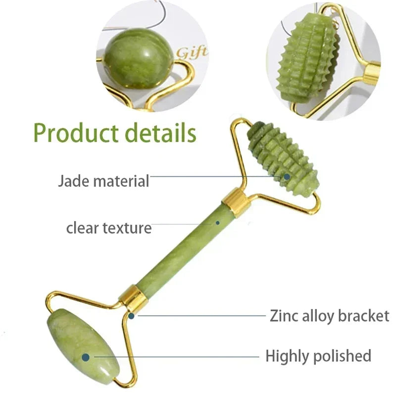 Rouleau de Jade Naturel Gua Sha - Massage Liftant Visage