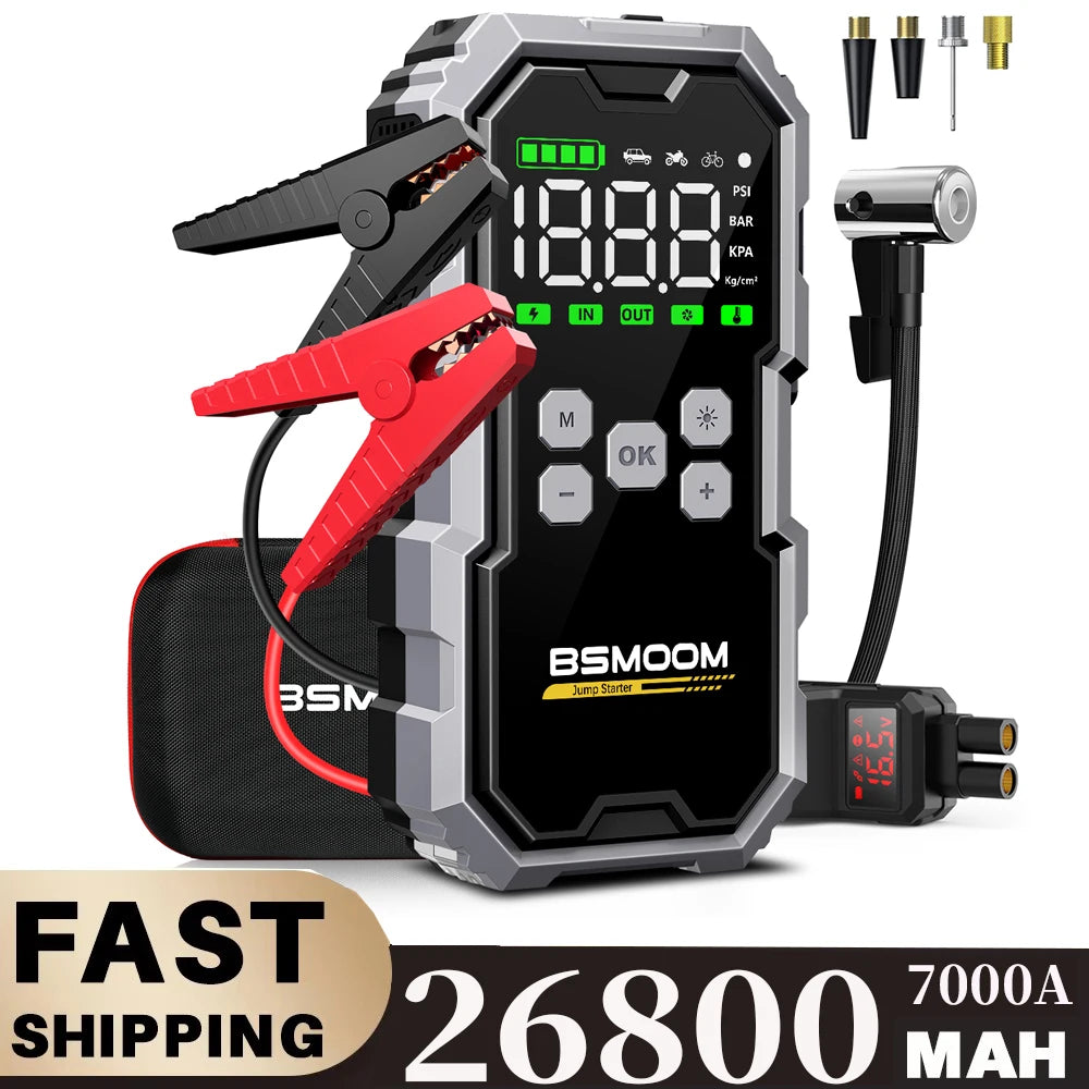 Démarreur de batterie 3-en-1 avec gonfleur 150 PSI 26800mAh