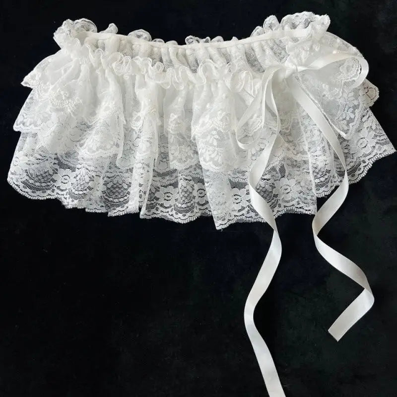Jupe courte en dentelle superposée pour femme – vue 6