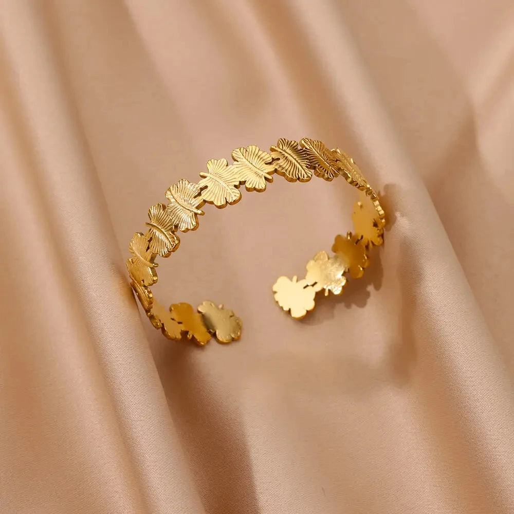 VELUROArt Bracelet Jonc Femme Acier Doré Texturé