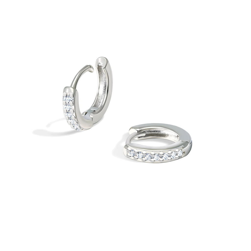 2/6PCS 316L Stainless Steel Minimalist Hoop Earrings Crystal Zirconia Small Cartilage Helix Tragus Piercing Jewelry for Women