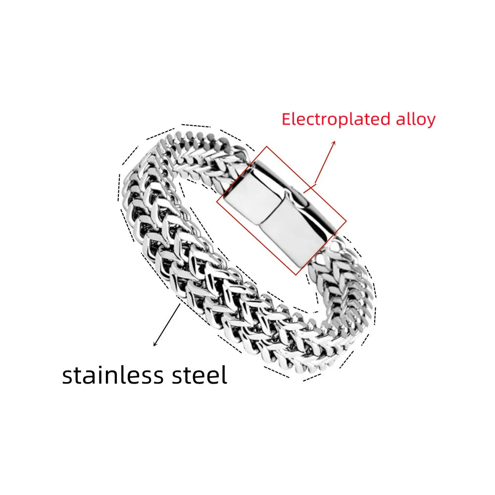 VELUROArt Bracelet Magnétique Tressé Unisexe Acier Inoxydable