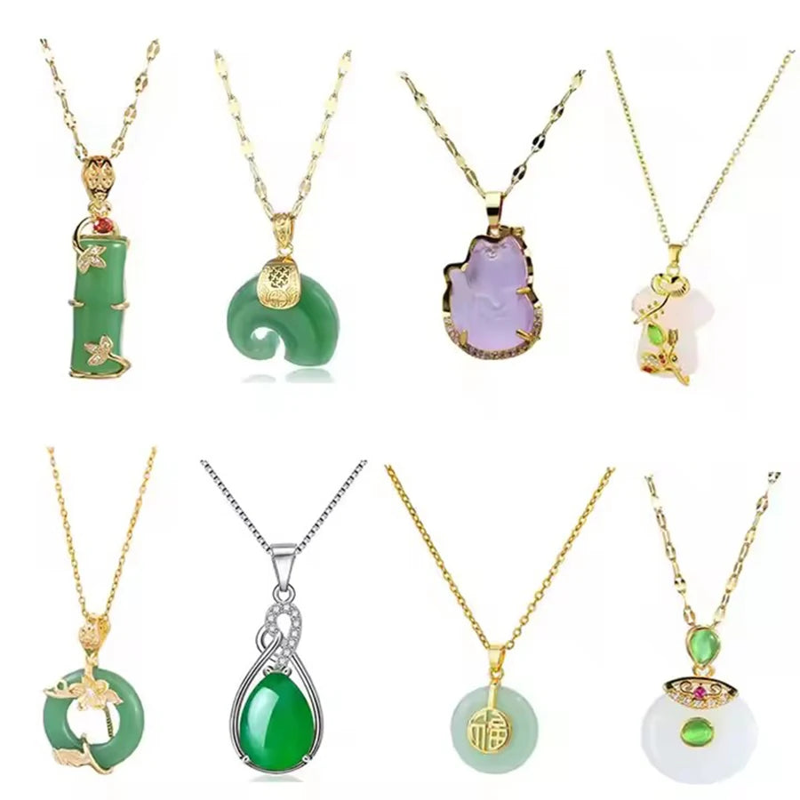 Collier pendentif pierre naturelle sur chaîne plaquée or