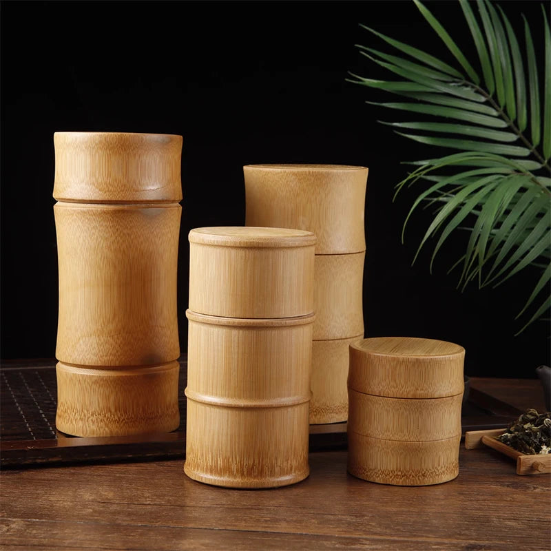 Boîte de Rangement en Bambou Naturel - Thé & Épices