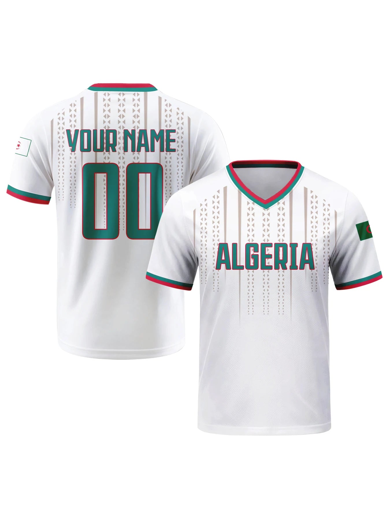 Maillot de Football Personnalisable Algérie | Nom + Numéro | Respirant Col en V | Supporter 2026
