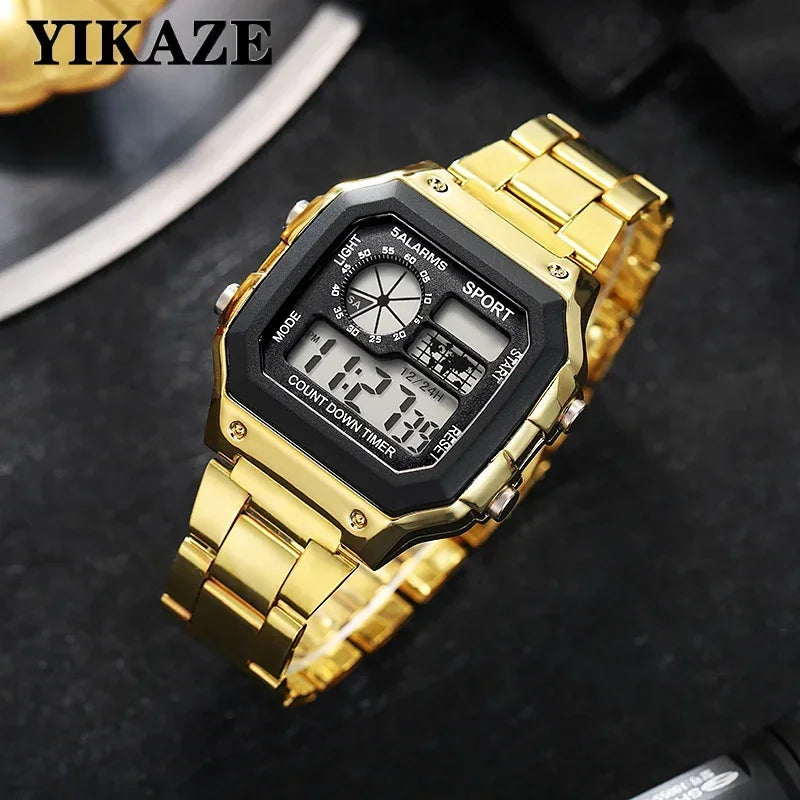 Montre digitale en acier de sport LED pour homme – vue 8