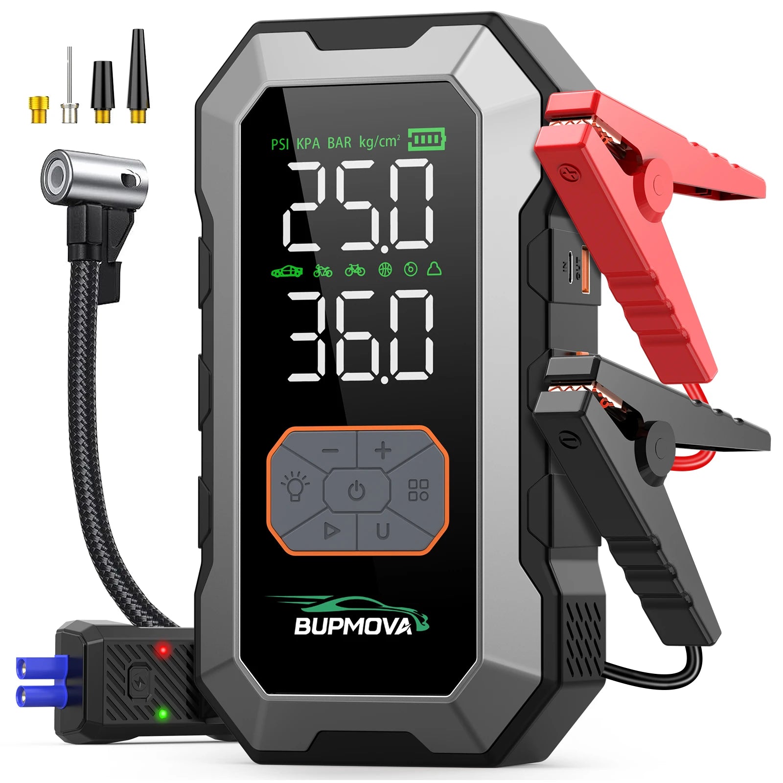 Démarreur de Batterie 3-en-1 + Gonfleur 150PSI (26800mAh)