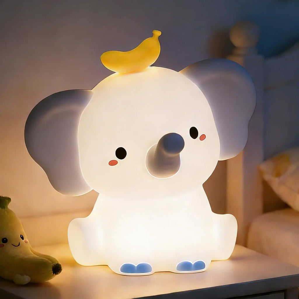 Elephant Cute Night Light Rechargeable Bedside Nightlight Dimmable Squishy Sleeping Lamp For Baby Room Decor