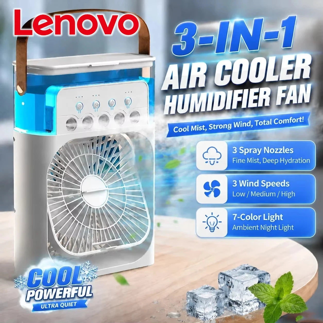 Mini ventilateur rafraîchisseur USB avec brumisateur – vue 2
