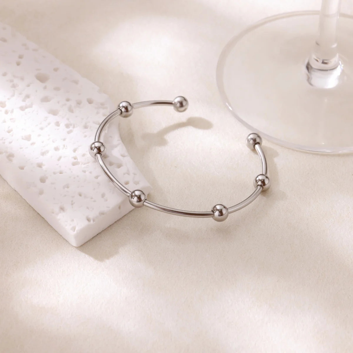 VELUROArt Bracelet Jonc Large Femme Acier Inoxydable Doré