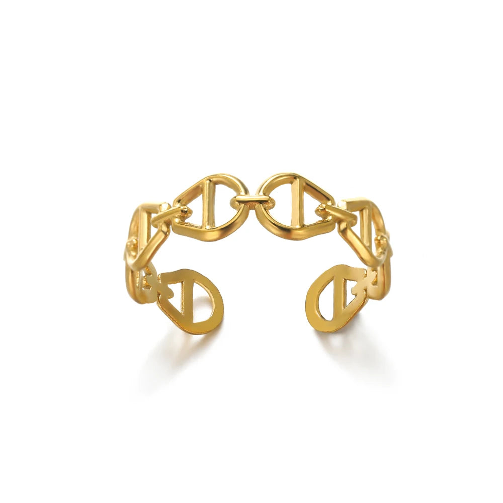 VELUROArt Bague Femme Acier Doré Classique